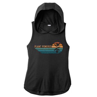 Retro Plants Graphic Vegetarian Vegan Plant Powered Ladies PosiCharge Tri-Blend Wicking Draft Hoodie Tank