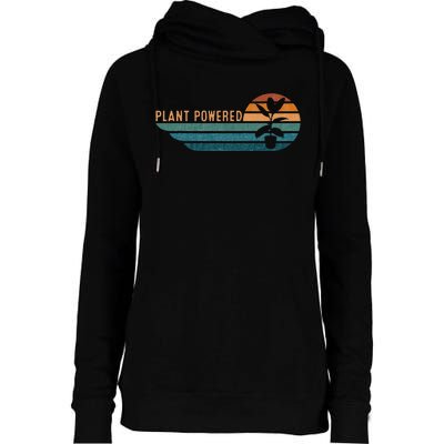 Retro Plants Graphic Vegetarian Vegan Plant Powered Womens Funnel Neck Pullover Hood