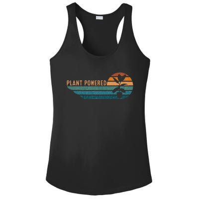 Retro Plants Graphic Vegetarian Vegan Plant Powered Ladies PosiCharge Competitor Racerback Tank