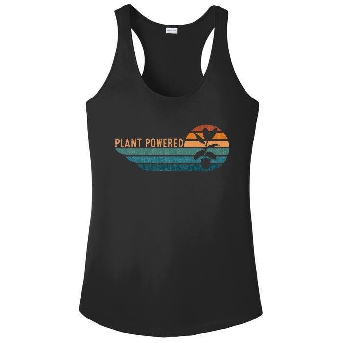 Retro Plants Graphic Vegetarian Vegan Plant Powered Ladies PosiCharge Competitor Racerback Tank