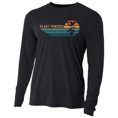 Retro Plants Graphic Vegetarian Vegan Plant Powered Cooling Performance Long Sleeve Crew