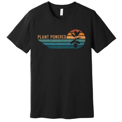 Retro Plants Graphic Vegetarian Vegan Plant Powered Premium T-Shirt