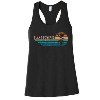 Retro Plants Graphic Vegetarian Vegan Plant Powered Women's Racerback Tank