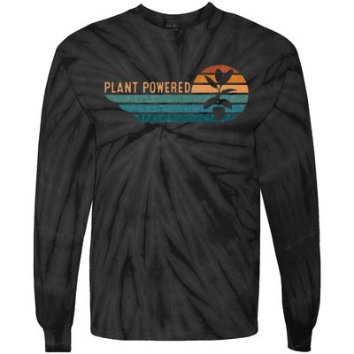 Retro Plants Graphic Vegetarian Vegan Plant Powered Tie-Dye Long Sleeve Shirt