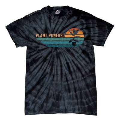 Retro Plants Graphic Vegetarian Vegan Plant Powered Tie-Dye T-Shirt