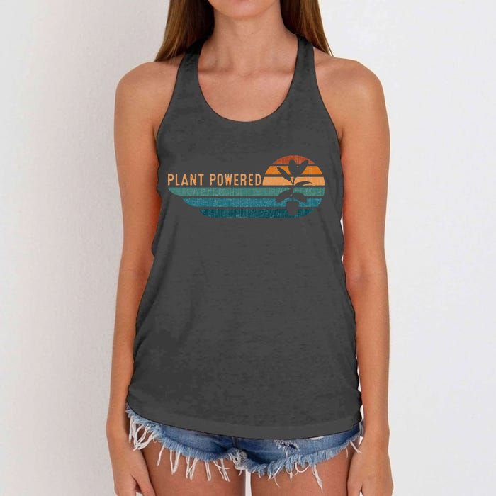 Retro Plants Graphic Vegetarian Vegan Plant Powered Women's Knotted Racerback Tank