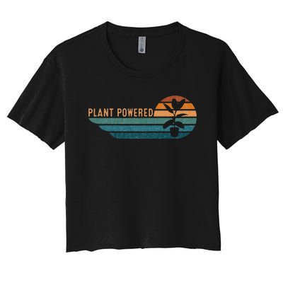 Retro Plants Graphic Vegetarian Vegan Plant Powered Women's Crop Top Tee