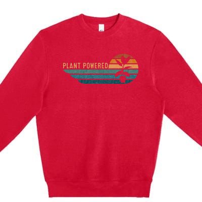 Retro Plants Graphic Vegetarian Vegan Plant Powered Premium Crewneck Sweatshirt