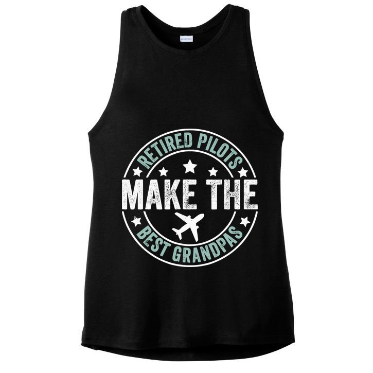 Retired Pilot Grandpa Copilot Airplane Captain Retirement Ladies PosiCharge Tri-Blend Wicking Tank