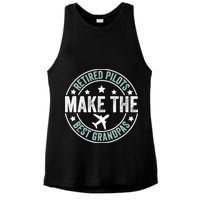 Retired Pilot Grandpa Copilot Airplane Captain Retirement Ladies PosiCharge Tri-Blend Wicking Tank