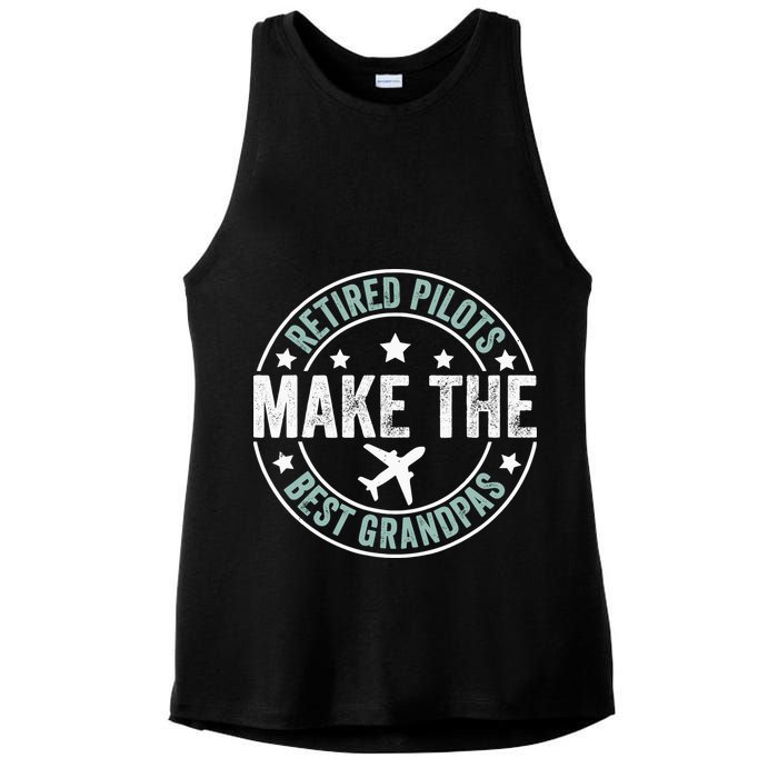 Retired Pilot Grandpa Copilot Airplane Captain Retirement Ladies PosiCharge Tri-Blend Wicking Tank