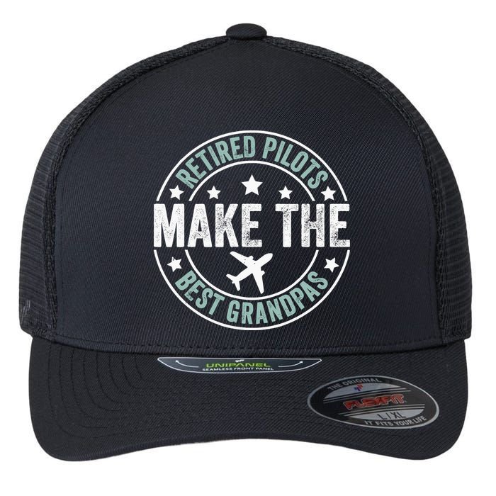 Retired Pilot Grandpa Copilot Airplane Captain Retirement Flexfit Unipanel Trucker Cap