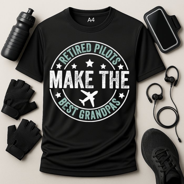 Retired Pilot Grandpa Copilot Airplane Captain Retirement Performance Shirt