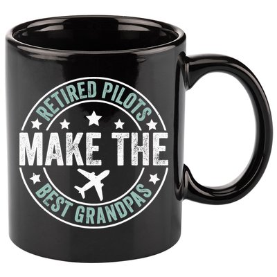 Retired Pilot Grandpa Copilot Airplane Captain Retirement 11oz C Handle Ceramic Mug