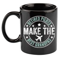 Retired Pilot Grandpa Copilot Airplane Captain Retirement 11oz C Handle Ceramic Mug