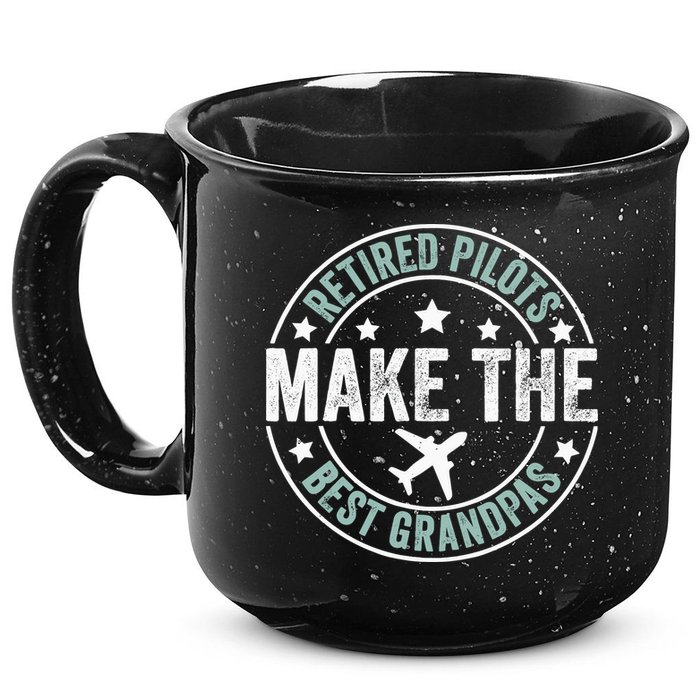 Retired Pilot Grandpa Copilot Airplane Captain Retirement 15oz Campfire Ceramic Mug