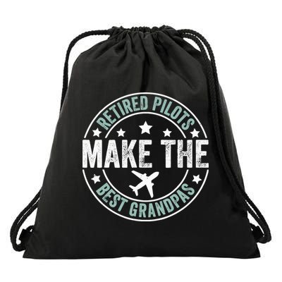 Retired Pilot Grandpa Copilot Airplane Captain Retirement Drawstring Bag