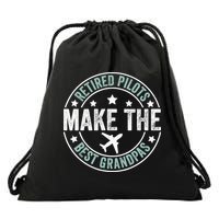Retired Pilot Grandpa Copilot Airplane Captain Retirement Drawstring Bag