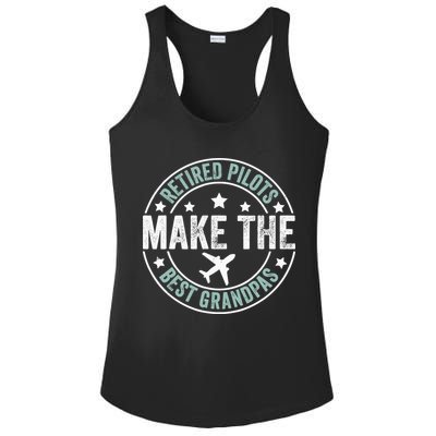 Retired Pilot Grandpa Copilot Airplane Captain Retirement Ladies PosiCharge Competitor Racerback Tank