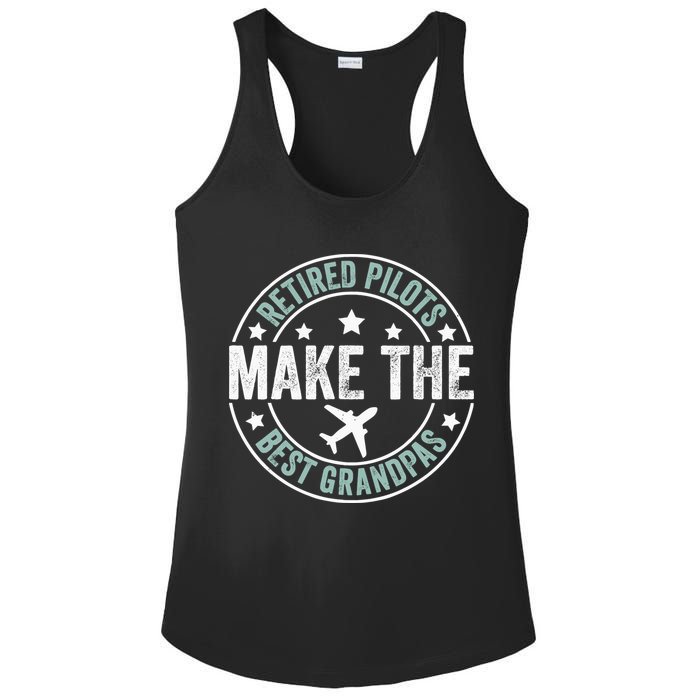 Retired Pilot Grandpa Copilot Airplane Captain Retirement Ladies PosiCharge Competitor Racerback Tank