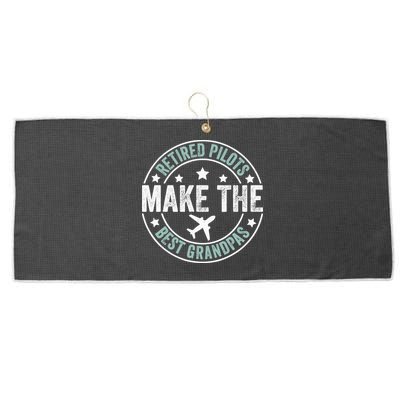 Retired Pilot Grandpa Copilot Airplane Captain Retirement Large Microfiber Waffle Golf Towel