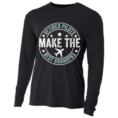 Retired Pilot Grandpa Copilot Airplane Captain Retirement Cooling Performance Long Sleeve Crew
