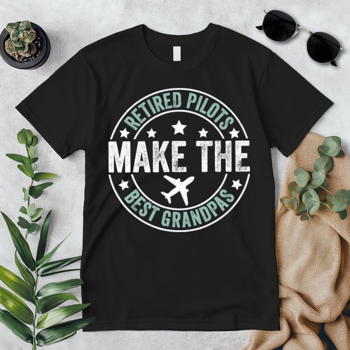 Retired Pilot Grandpa Copilot Airplane Captain Retirement Premium T-Shirt