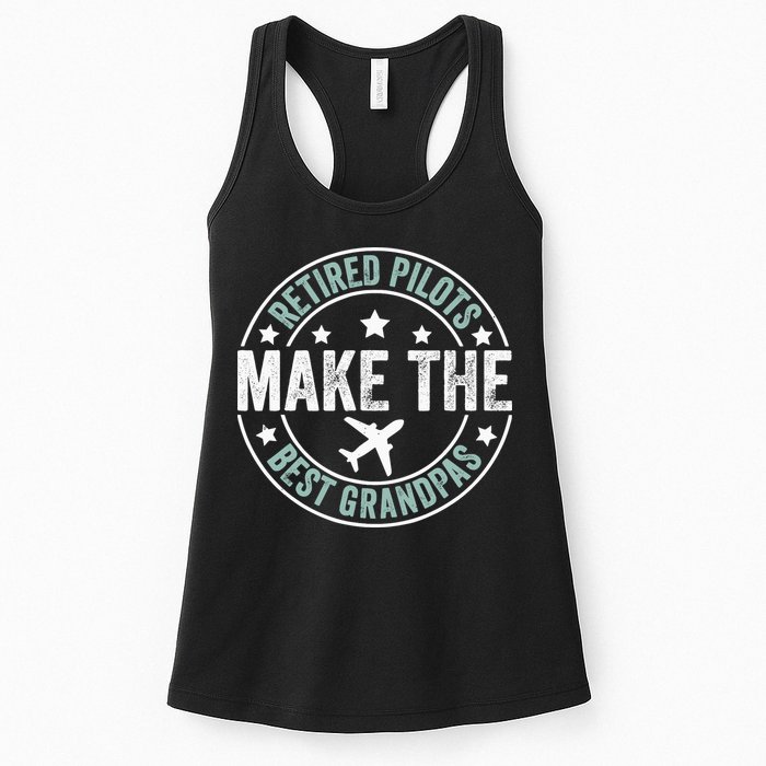 Retired Pilot Grandpa Copilot Airplane Captain Retirement Womens Tank Top