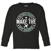 Retired Pilot Grandpa Copilot Airplane Captain Retirement Toddler Long Sleeve Shirt