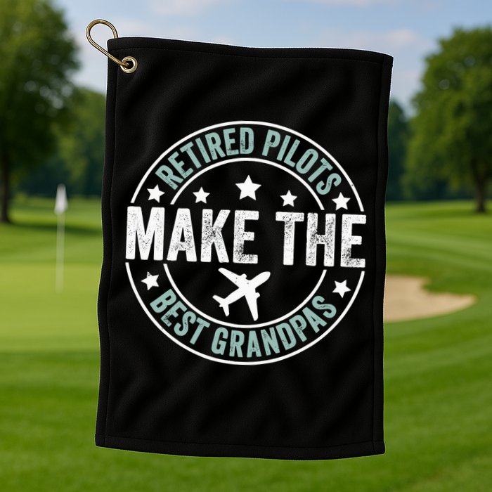 Retired Pilot Grandpa Copilot Airplane Captain Retirement Golf Towel