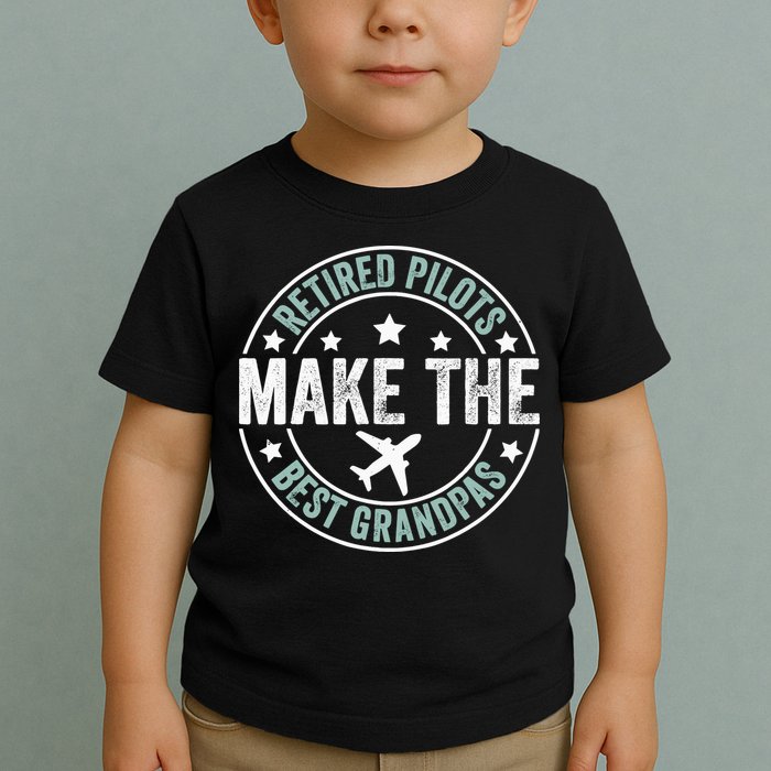 Retired Pilot Grandpa Copilot Airplane Captain Retirement Toddler T-Shirt