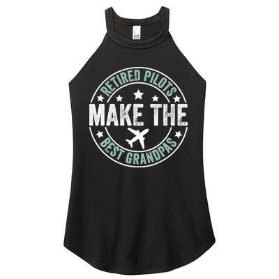 Retired Pilot Grandpa Copilot Airplane Captain Retirement Women's Perfect Tri Rocker Tank
