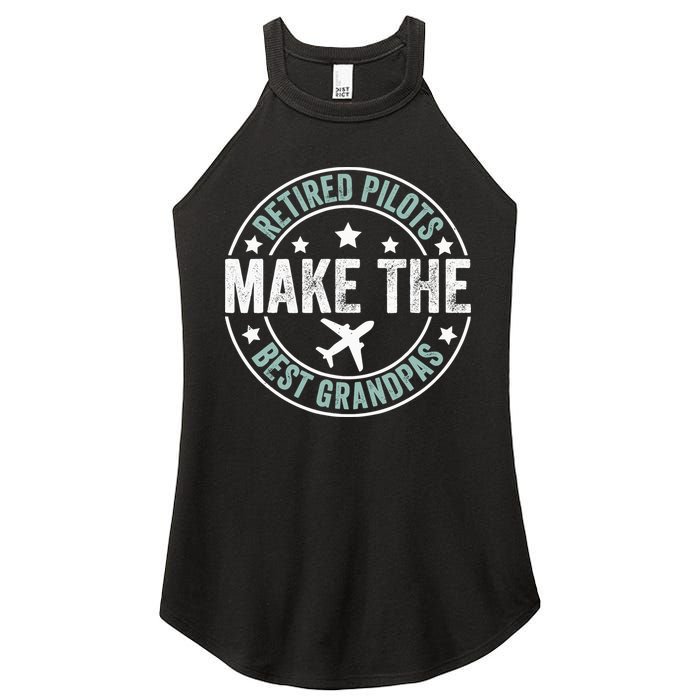 Retired Pilot Grandpa Copilot Airplane Captain Retirement Women's Perfect Tri Rocker Tank