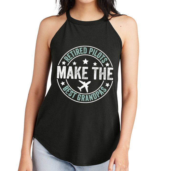 Retired Pilot Grandpa Copilot Airplane Captain Retirement Women's Perfect Tri Rocker Tank