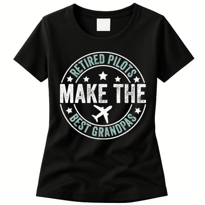Retired Pilot Grandpa Copilot Airplane Captain Retirement Womens T-Shirt