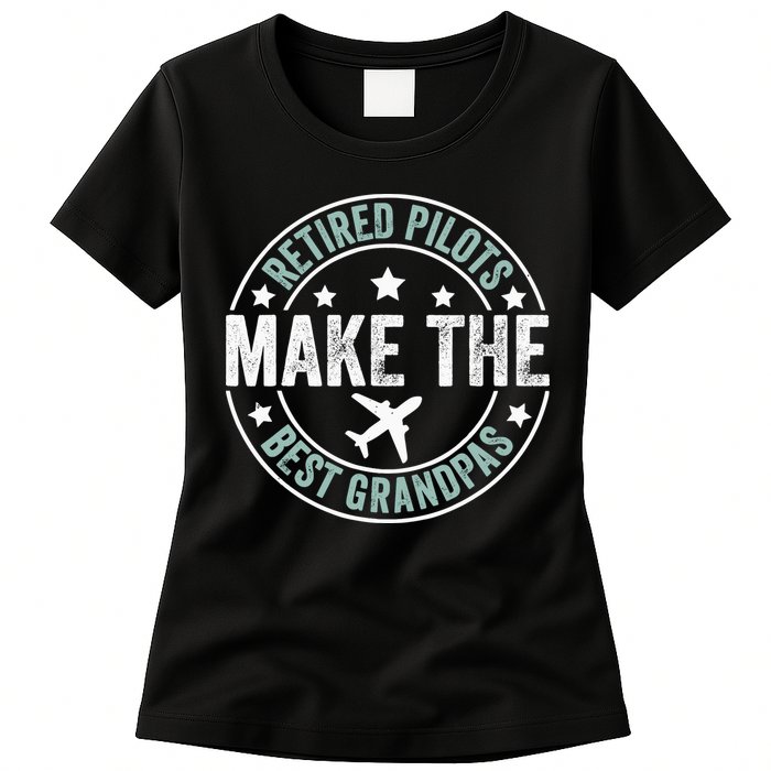 Retired Pilot Grandpa Copilot Airplane Captain Retirement Womens T-Shirt