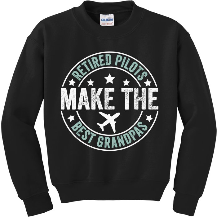 Retired Pilot Grandpa Copilot Airplane Captain Retirement Kids Sweatshirt