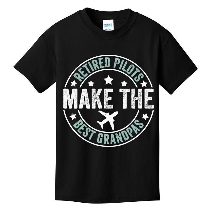 Retired Pilot Grandpa Copilot Airplane Captain Retirement Kids T-Shirt