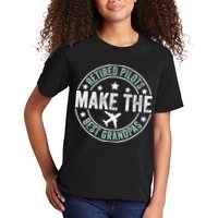 Retired Pilot Grandpa Copilot Airplane Captain Retirement Kids T-Shirt