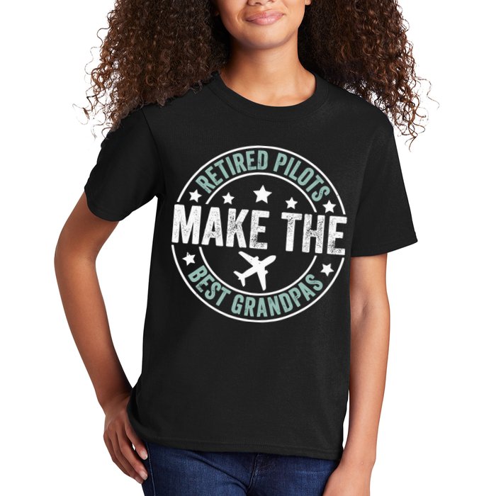 Retired Pilot Grandpa Copilot Airplane Captain Retirement Kids T-Shirt