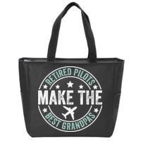Retired Pilot Grandpa Copilot Airplane Captain Retirement Zip Tote Bag