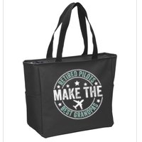 Retired Pilot Grandpa Copilot Airplane Captain Retirement Zip Tote Bag