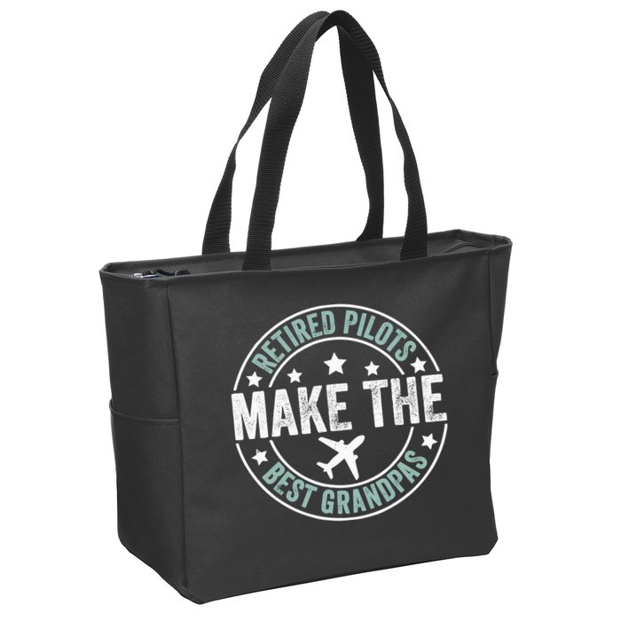Retired Pilot Grandpa Copilot Airplane Captain Retirement Zip Tote Bag