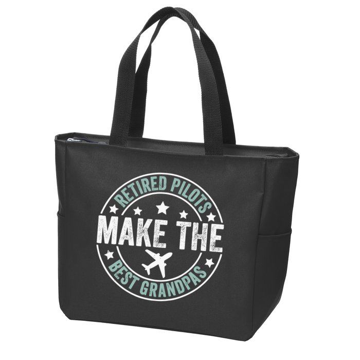 Retired Pilot Grandpa Copilot Airplane Captain Retirement Zip Tote Bag