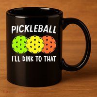 Retro Pickleball Gift Pickleball Players I'll Dink to That 11oz C Handle Ceramic Mug