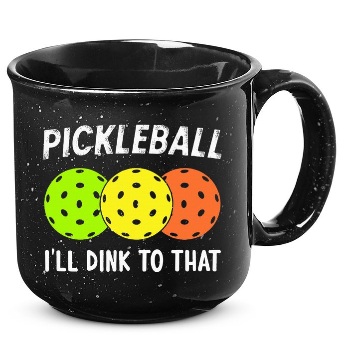 Retro Pickleball Gift Pickleball Players I'll Dink to That 15oz Campfire Ceramic Mug
