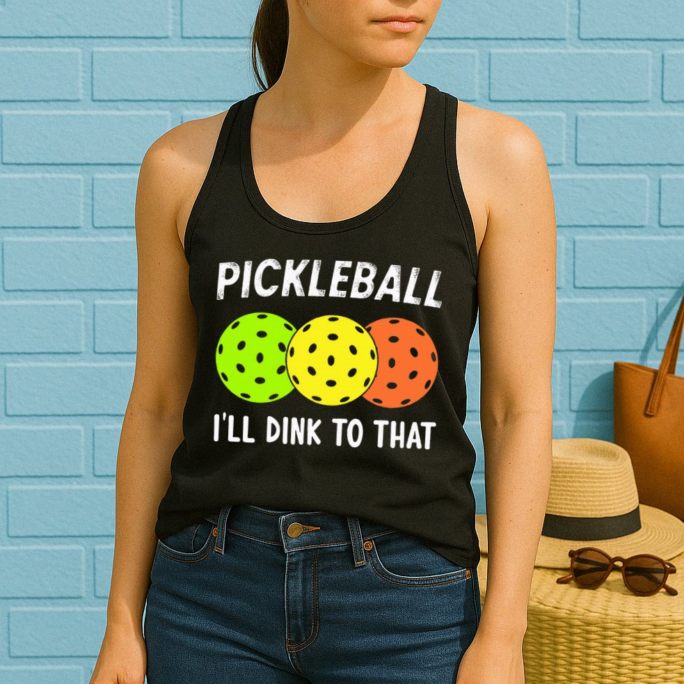 Retro Pickleball Gift Pickleball Players I'll Dink to That Womens Tank Top