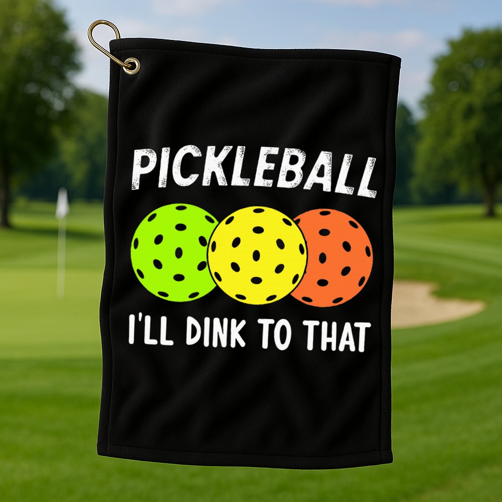 Retro Pickleball Gift Pickleball Players I'll Dink to That Golf Towel