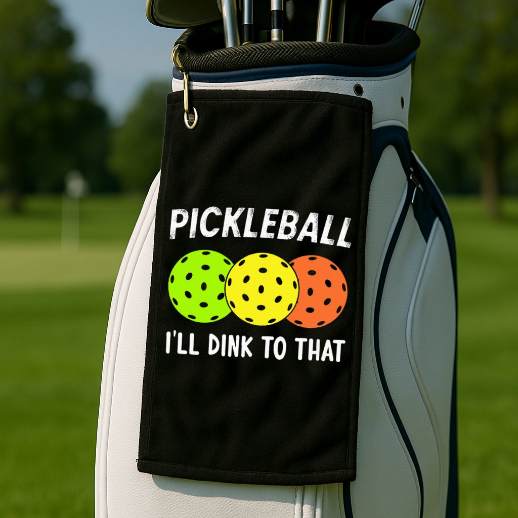 Retro Pickleball Gift Pickleball Players I'll Dink to That Golf Towel