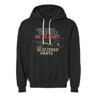 RC Plane Gift Weekend Forecast RC Pilot Model Airplane Lover Garment-Dyed Fleece Hoodie